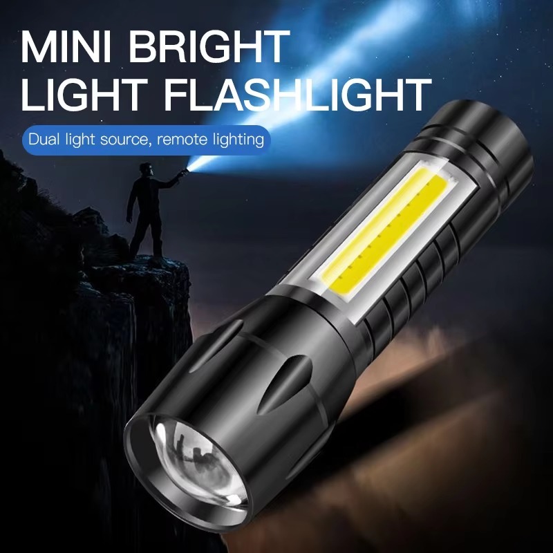 Senter Mini Portable Senter LED COB Lampu Emergency Senter / Senter Lampu Cob Usb Recharger