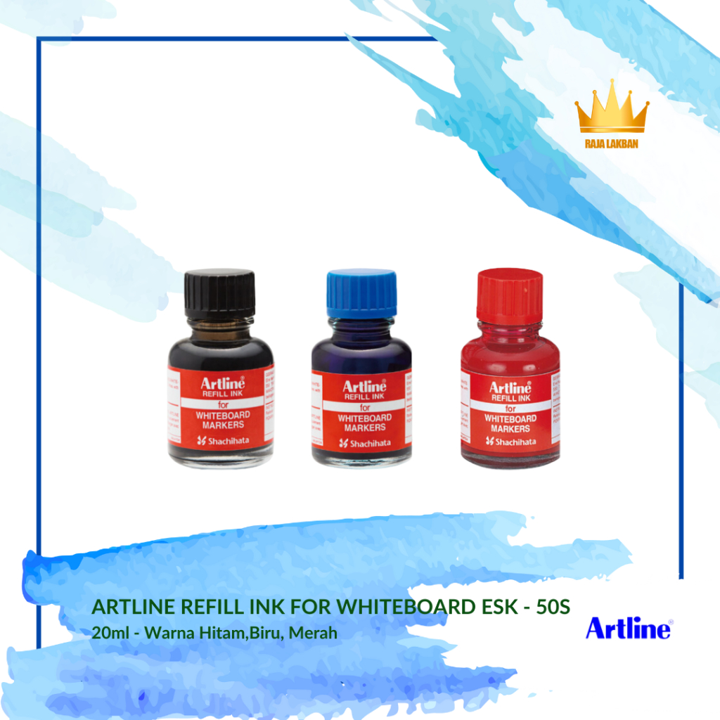 

Tinta Isi Ulang Spidol Permanen Artline Refill Ink for Permanent Spidol ESK- 50S/ 20ml/ HItam/ Biru/ Merah