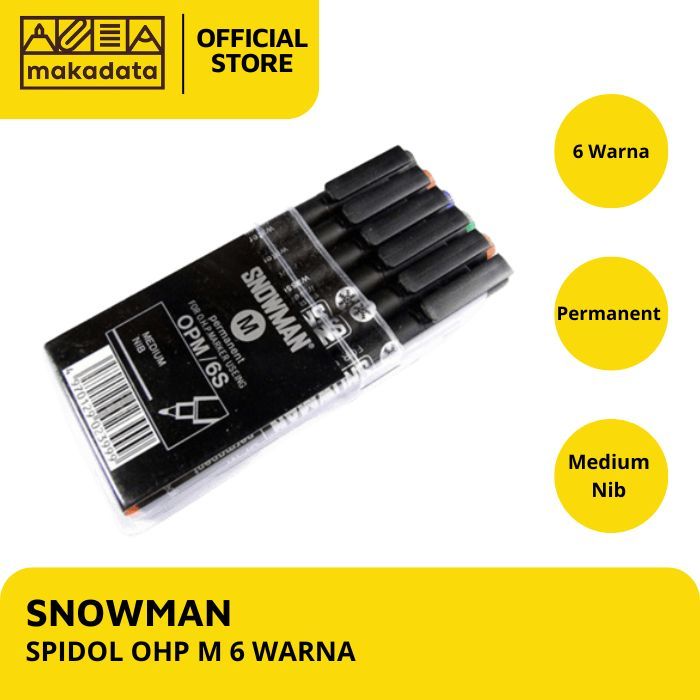 

SPIDOL SNOWMAN FINE OHP/OPM 6 WARNA MARKER (MEDIUM) MURAH
