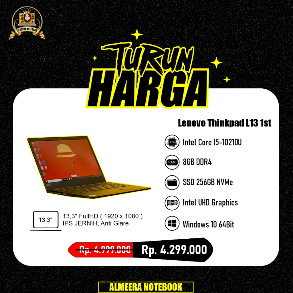 TURUN HARGA Lenovo Thinkpad L13 i5 Gen 10