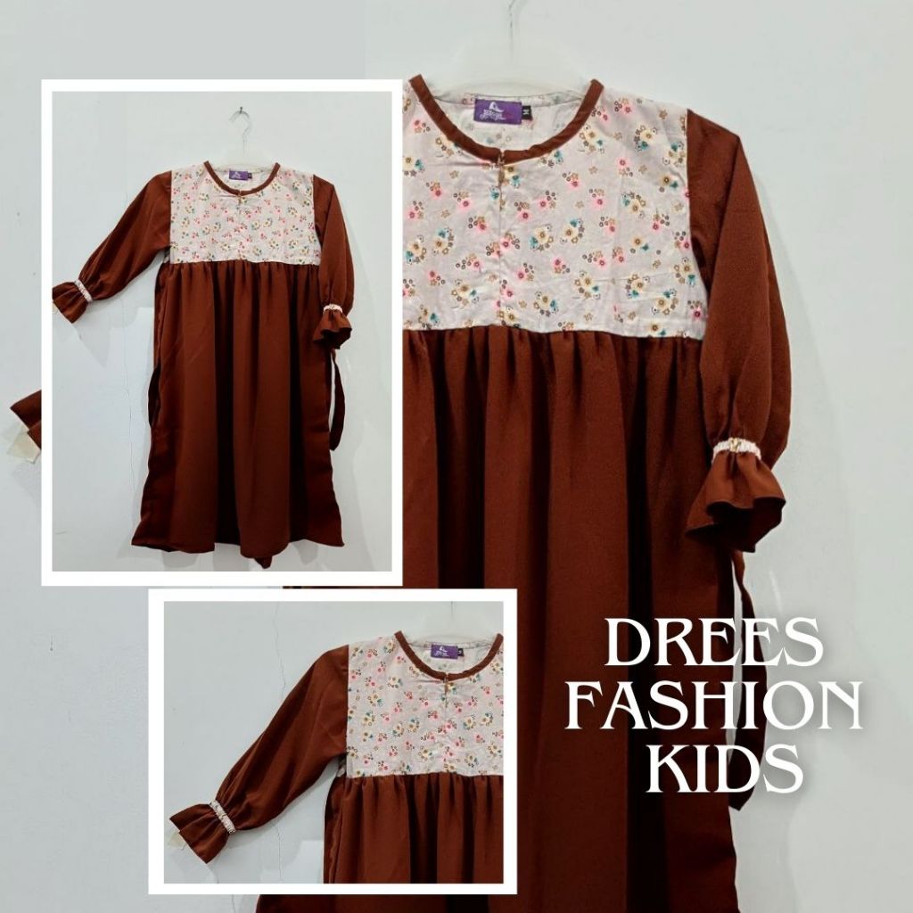 Fataya Hijab Gamis Anak Katun Polos motif bunga