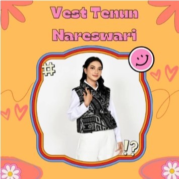 baju seragam couple kantor pesta Vest Rompi rajut Batik Tenun ikat ori Wanita Dewasa Hitam Putih Asm