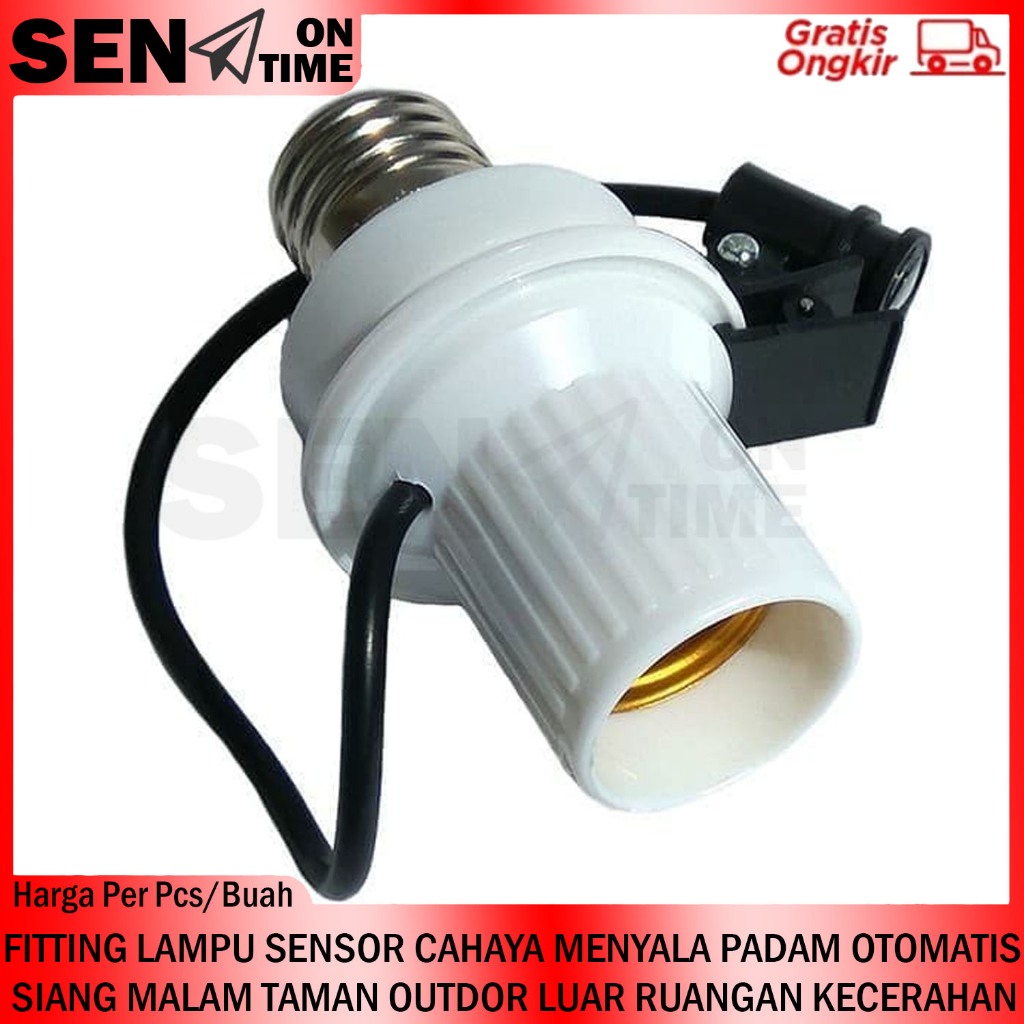 Fitting Lampu Sensor Cahaya Bohlam Menyala Padam Otomatis Taman Outdor Siang Malam Memantau Penerang