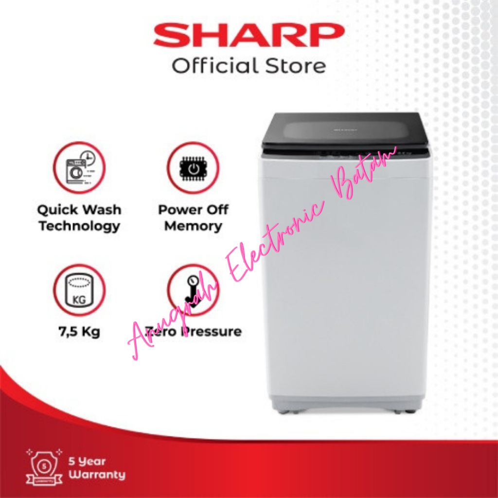 Mesin Cuci Sharp / Mesin Cuci 1 Tabung Sharp ES-H758T-GY 7.5 KG BATAM