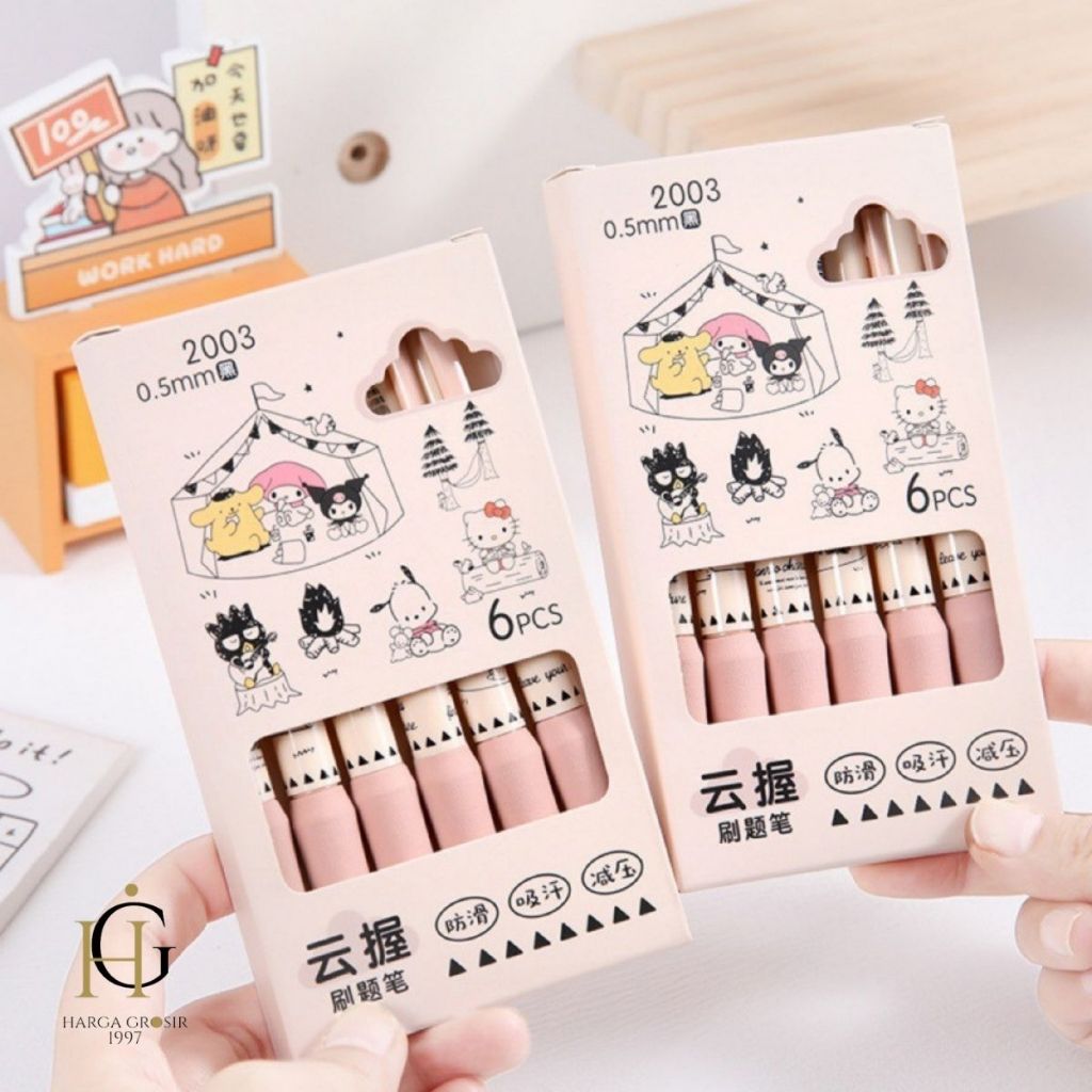

PULPEN CETEK PLUFFY SANRIO 1 SET ISI 6 PCS EMPUK LUCU IMUT PREMIUM FREE BOX