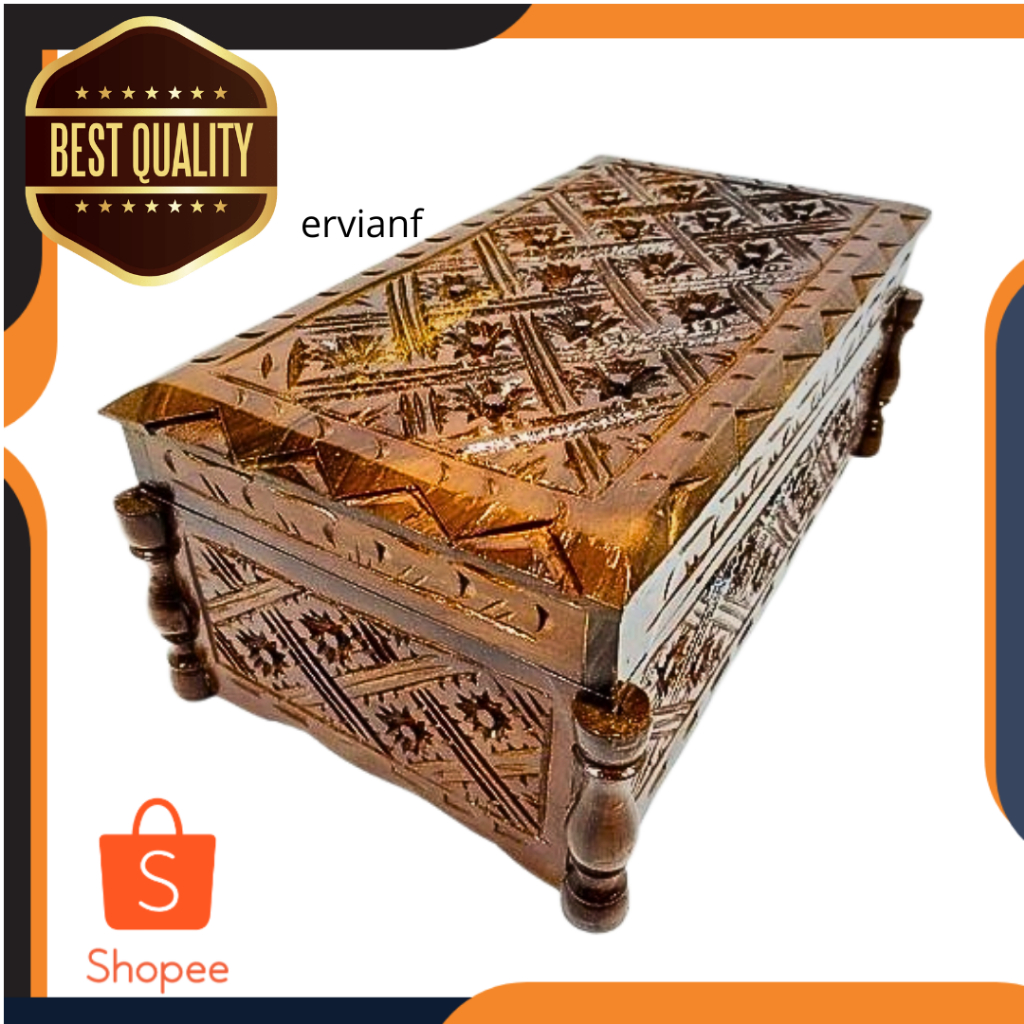 kotak tempat perhiasan ukir dari kayu jati
