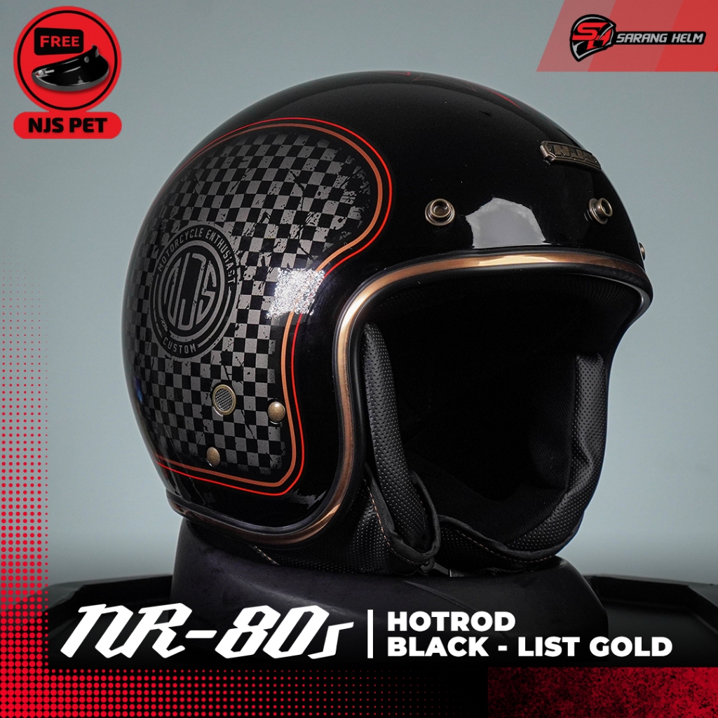 NJS NR80's Hotrod - Helm Retro | NJS | NR80S | NJS NR | NR Hotroad | Motif Hotroad | NJS Bogo | Helm