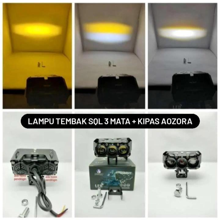 VARIASI LAMPU TEMBAK SQL 3 MATA + KIPAS - AOZORA