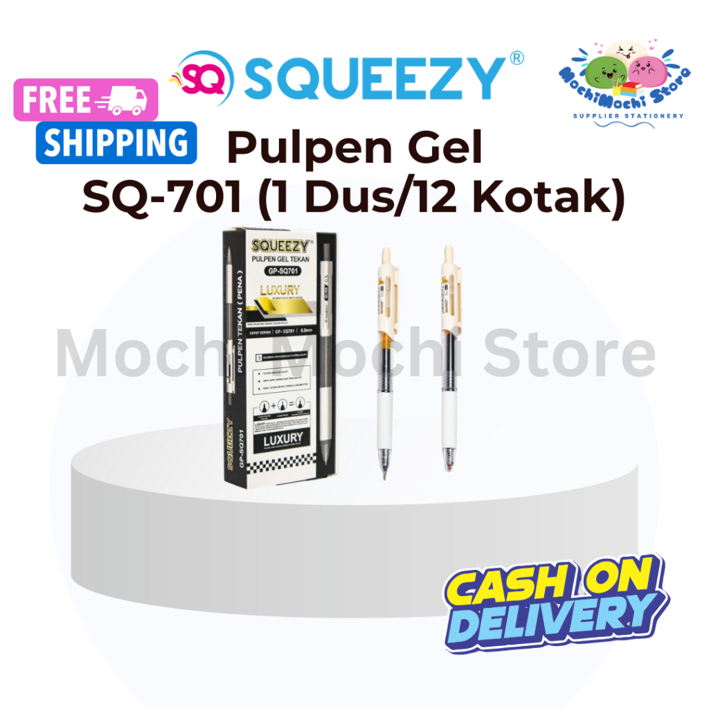 

PER DUS/24 PCS Pulpen Gel SQUEEZY GP-SQ701 Luxury | Pulpen Gel Tekan | Gel Pen Click | Tip 0.5mm | Pulpen Gel SQUEEZY GPSQ-701 | Bolpen Gel