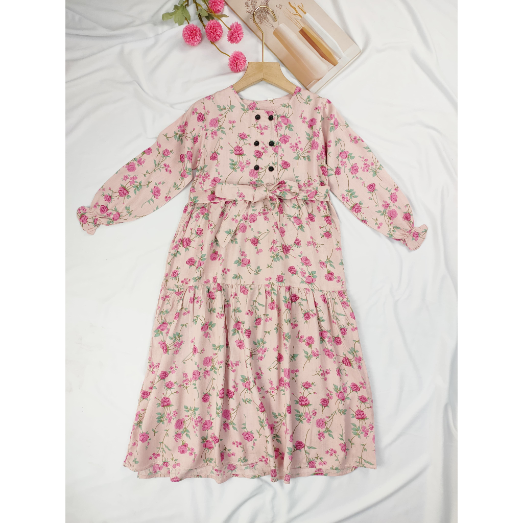 Gamis Anak Perempuan Bahan Rayon Motif Cewek Umur 5-11 Tahun- Gamis ELZA