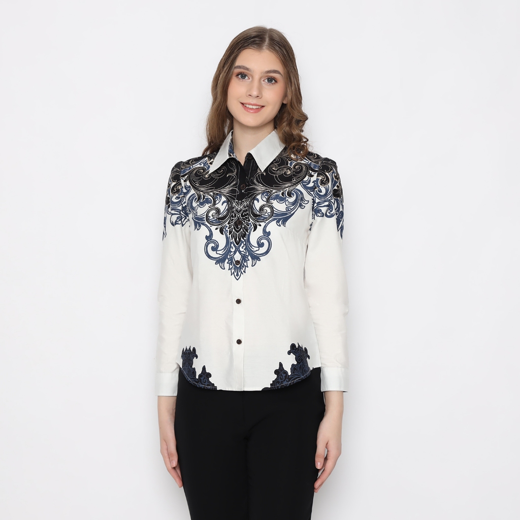 LUIGI RICCIO Kemeja Wanita Batik Dewasa Katun White Series New Arrival