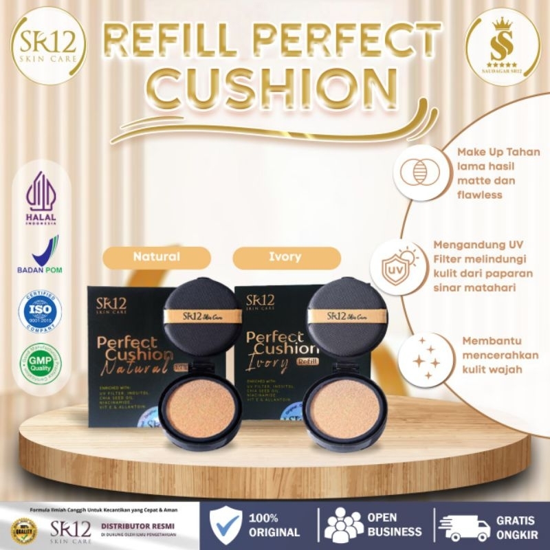 Perfect Cushion Refil SR12 Bedak Padat Menutupi Bekas Jerawat Menyempurnakan Make up Tahan Lama