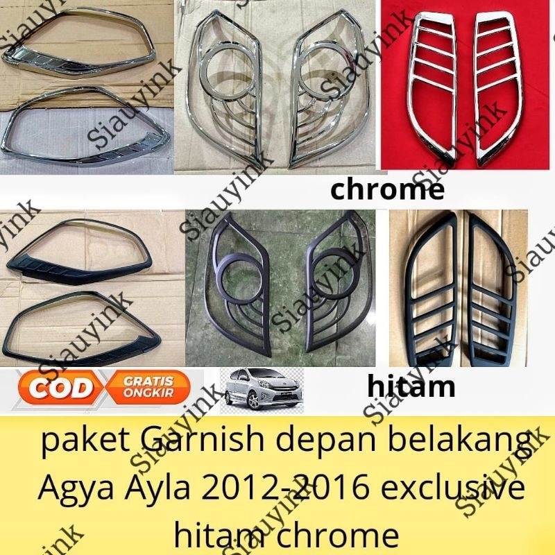 garnish lampu depan belakang Agya Ayla 2012 2013 2015 2016 Exclusive hitam chrome
