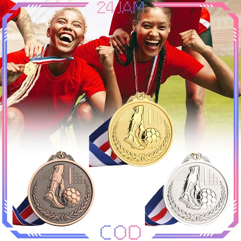 6.5cm Mendali Sepak Bola 3pcs Medali Futsal Juara Mendali Emas Sepak Bola Medali Bola Sepak