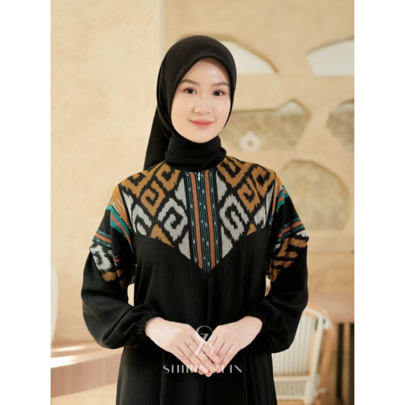 Gamis kondangan motif tenun busui size jumbo