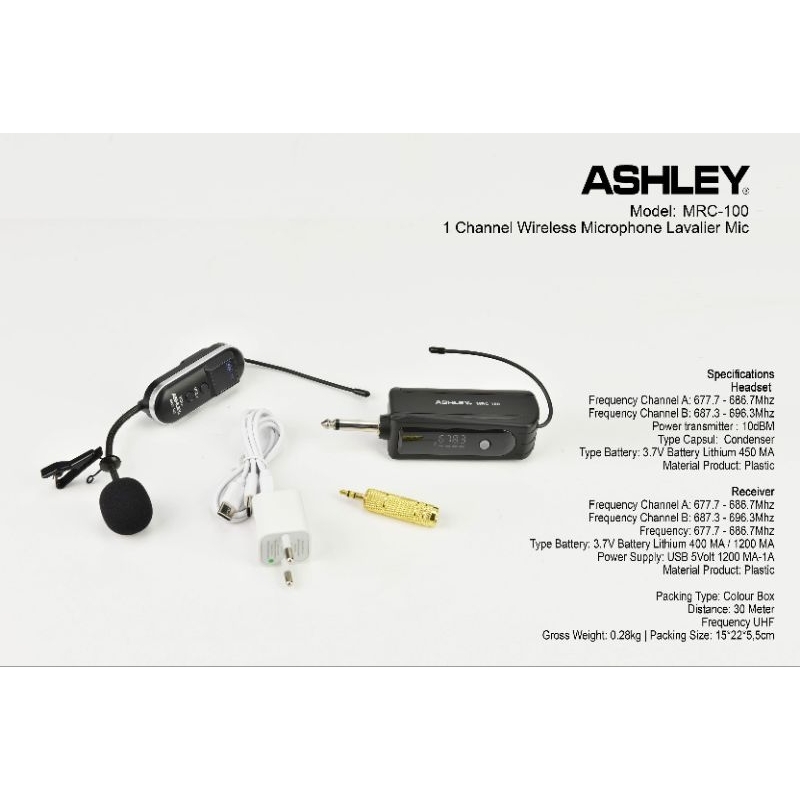 Mic wireless Clip on Ashley Mrc 100 Mic clip on Ashley MRC 100