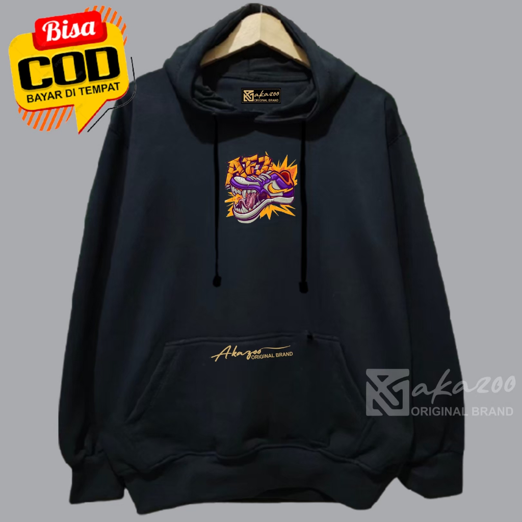 AKAZOO sweater cowok keren kece terbaru gambar  AF 1 LOGO SEPATU  sablon saku unisex premium ori
