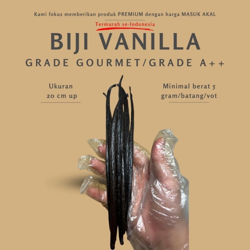 

Biji Vanila Planifolia, Grade Gourmet /Grade A++ , ukuran 20cm keatas, 500g, 1kg