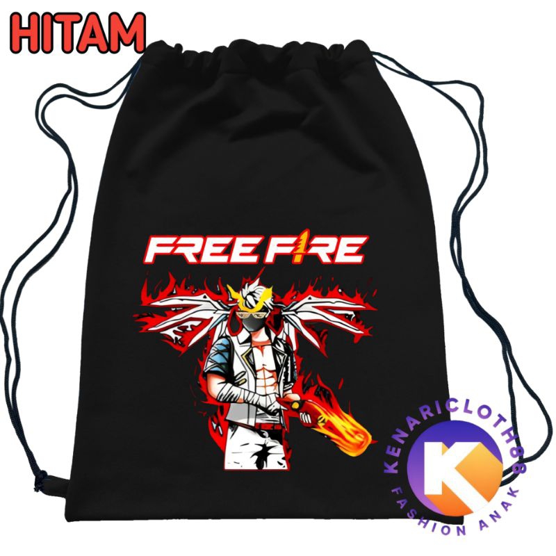 Tas serut anak motif ff free firee Sekin Sayap/string bag anak free firee Sekin Sayap geratis nama k