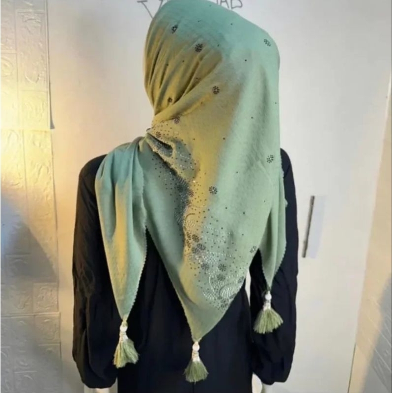 hijab segi empat payet tasel jumbo motif butik mewah// kerudung segi empat payet tasel jumbo motif b