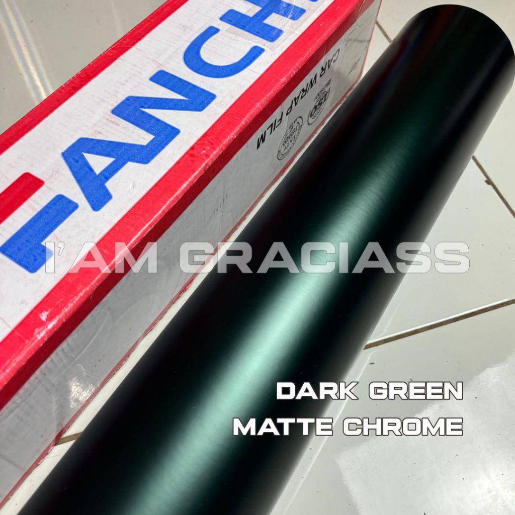 Stiker Skotlet Mobil Dark green matte chrome Fanchi Premium Hijau army metallic doff Lebar 152cm