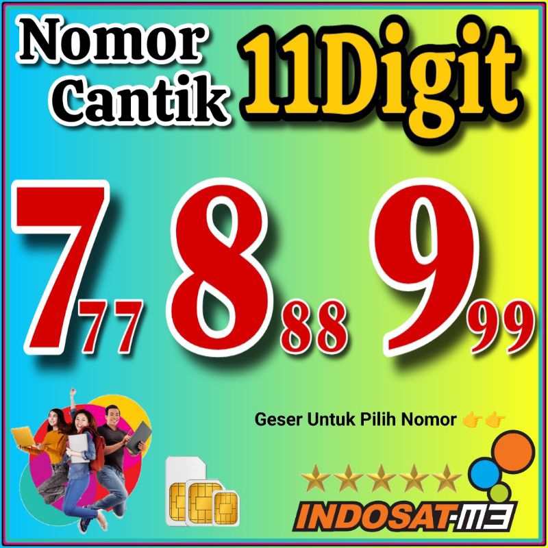 Perdana indosat 11 digit im3 777 888 999 Nomor Cantik Triple 4G