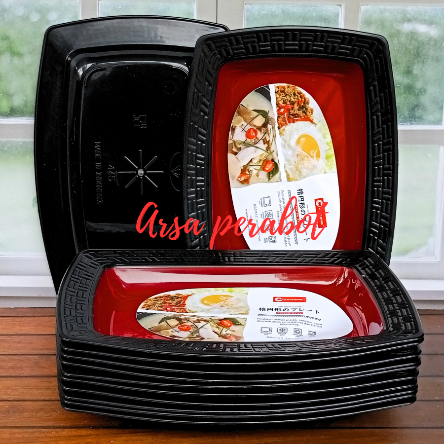 12Pcs piring kotak saji ramen persegi panjang serbaguna Grrtis sndok