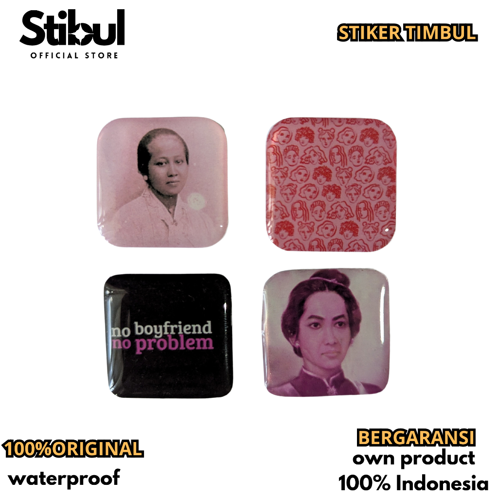 

Stiker Timbul Resin Aesthetic waterproof Kartini pink untuk case hp laptop buku kaca dll