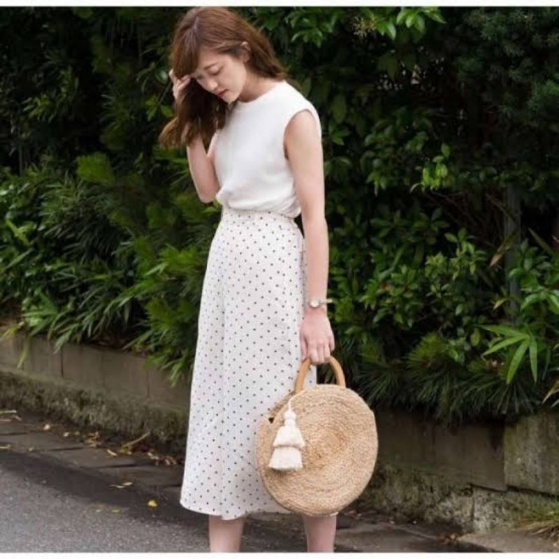 preloved celana kulot uniqlo GU polkadot original