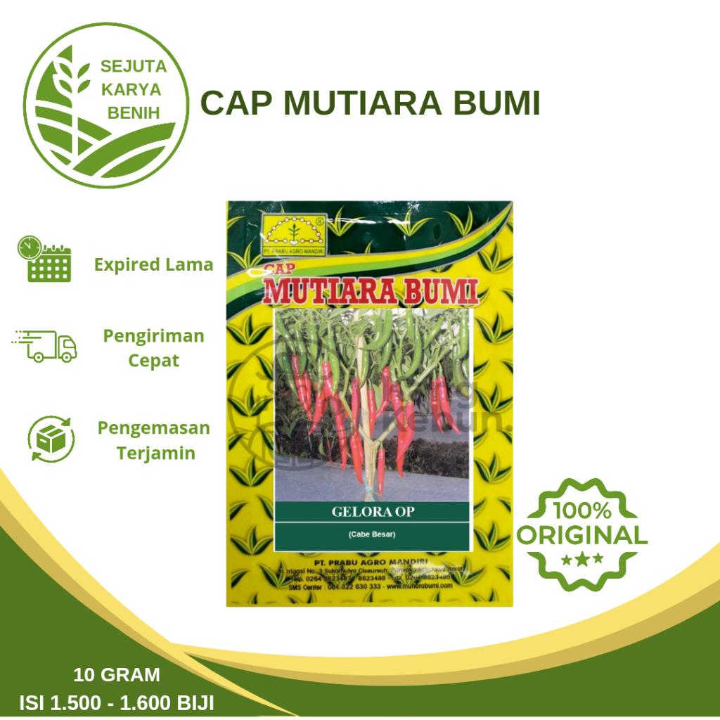 Benih Cabe Besar Gelora 10 Gram isi 1500-1600 biji Cap Mutiara Bumi