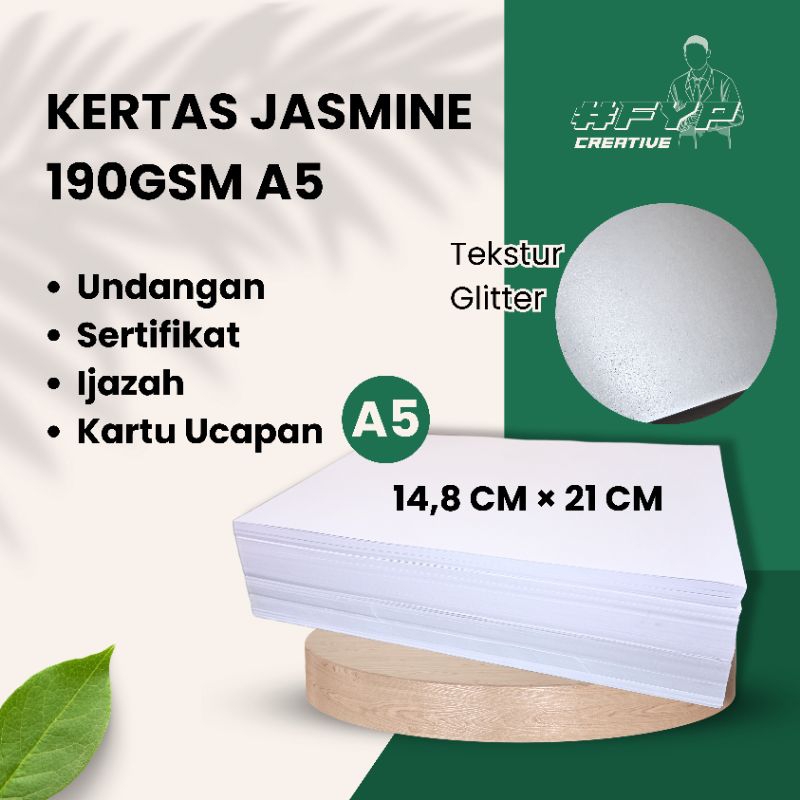 

Kertas Jasmine Glitter Putih Ukuran A5