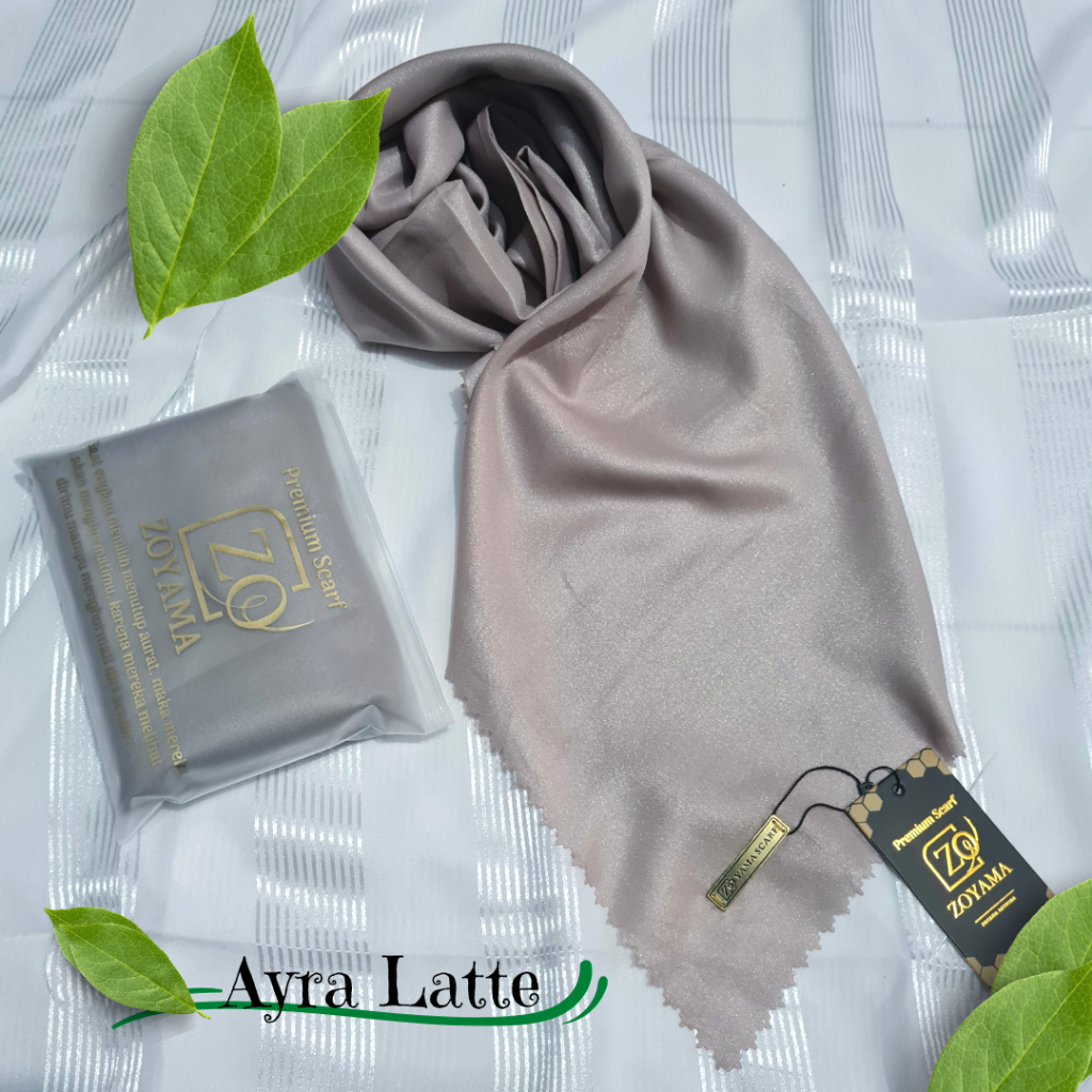 ZOYAMA Ayra - Hijab Segiempat Glitter Syari / Jilbab Segiempat Pesta Jumbo Warna Latte