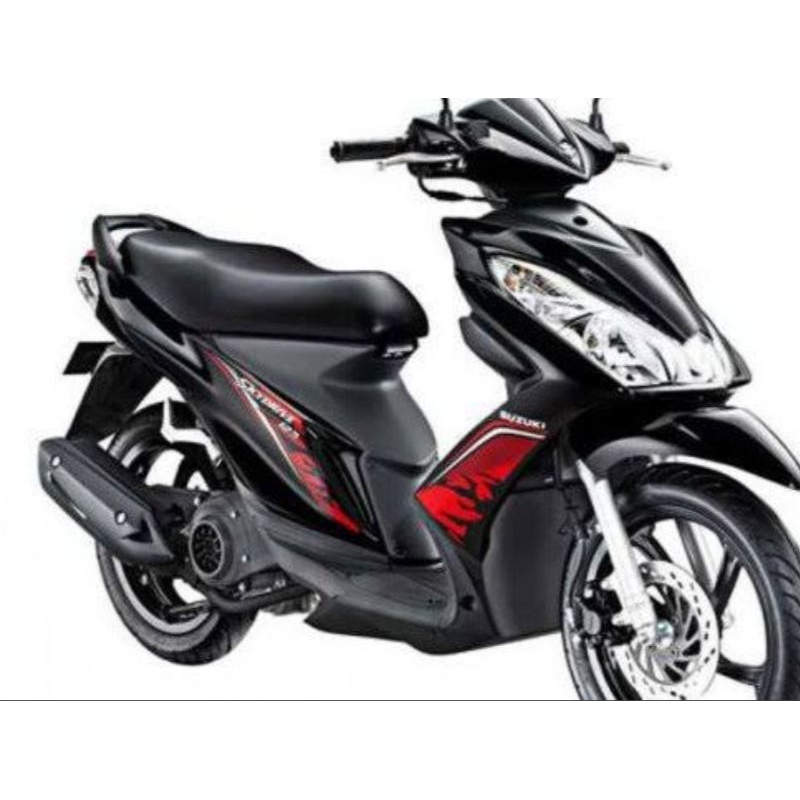 striping stiker les body Suzuki SkyDrive 2009 hitam Lis merah bahan original