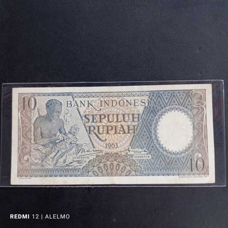 seri x uang kertas kuno 10 rupiah pekerja tahun 1963 seperti baru utuh asli