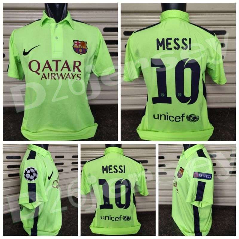 Jersey RETRO BarcelonaA 3rd Third 2014 / 2015 + Cetak Nama Nameset MESSI 10 / Custom suka suka + Pat
