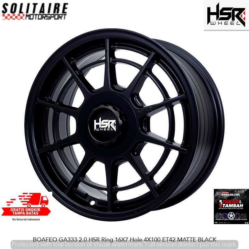 VELG MOBIL BALENO R16 PCD 4X100 MATT BLACK VELG RACING HSR BOAFEO R16