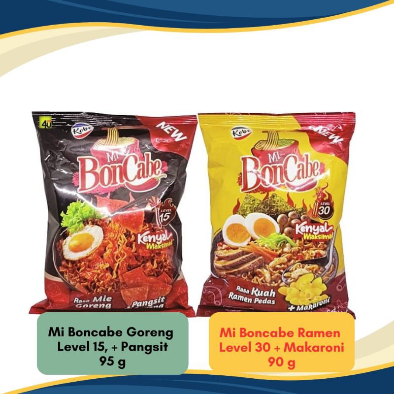 

KOBE MI BONCABE RASA RAMEN LEVEL 30 & MI BONCABE GORENG LEVEL 15 + PANGSIT