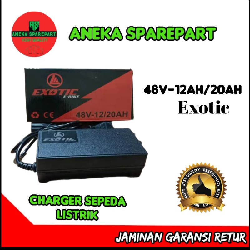 Charger sepeda listrik exotic 48v 12ah/20ah CHARGER EXOTIC SEPEDA LISTRIK 48v  12ah/20ah