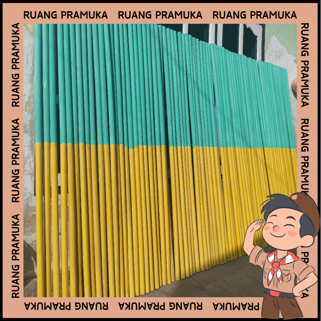 

Tongkat Pramuka Custom Warna 2 Layer Hijau Tosca Kuning Premium Satuan/Grosir Bisa