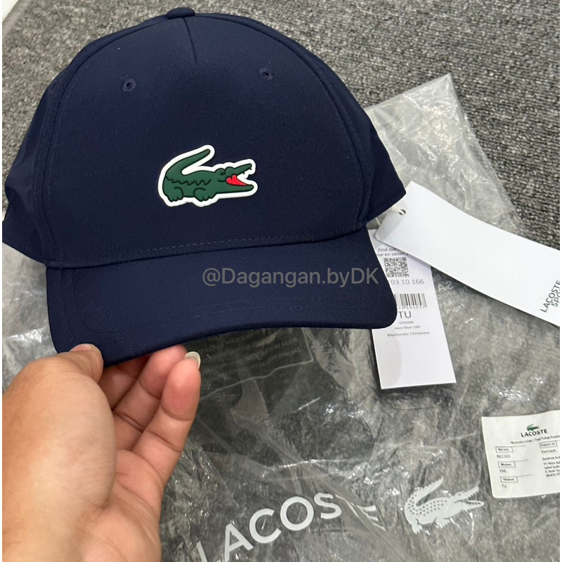 Topi Lacoste Cap 3D Logo Rubber Original 100% Biru Navy