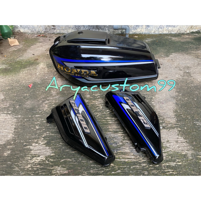 Baju body honda gl 100 gl 125 tangki impor pres pabrikan set cover body sepasang sudah striping dan 