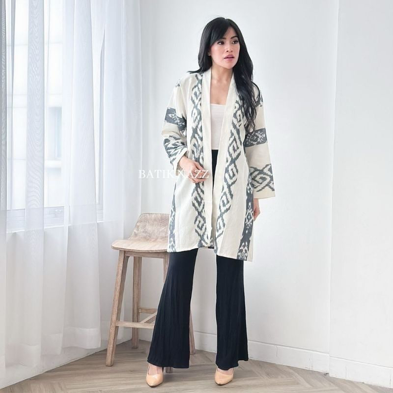 cardigan panjang outer atasan wanita batik tenun