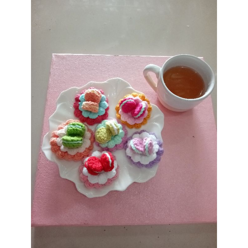 Macaron Kue tart Rajutan