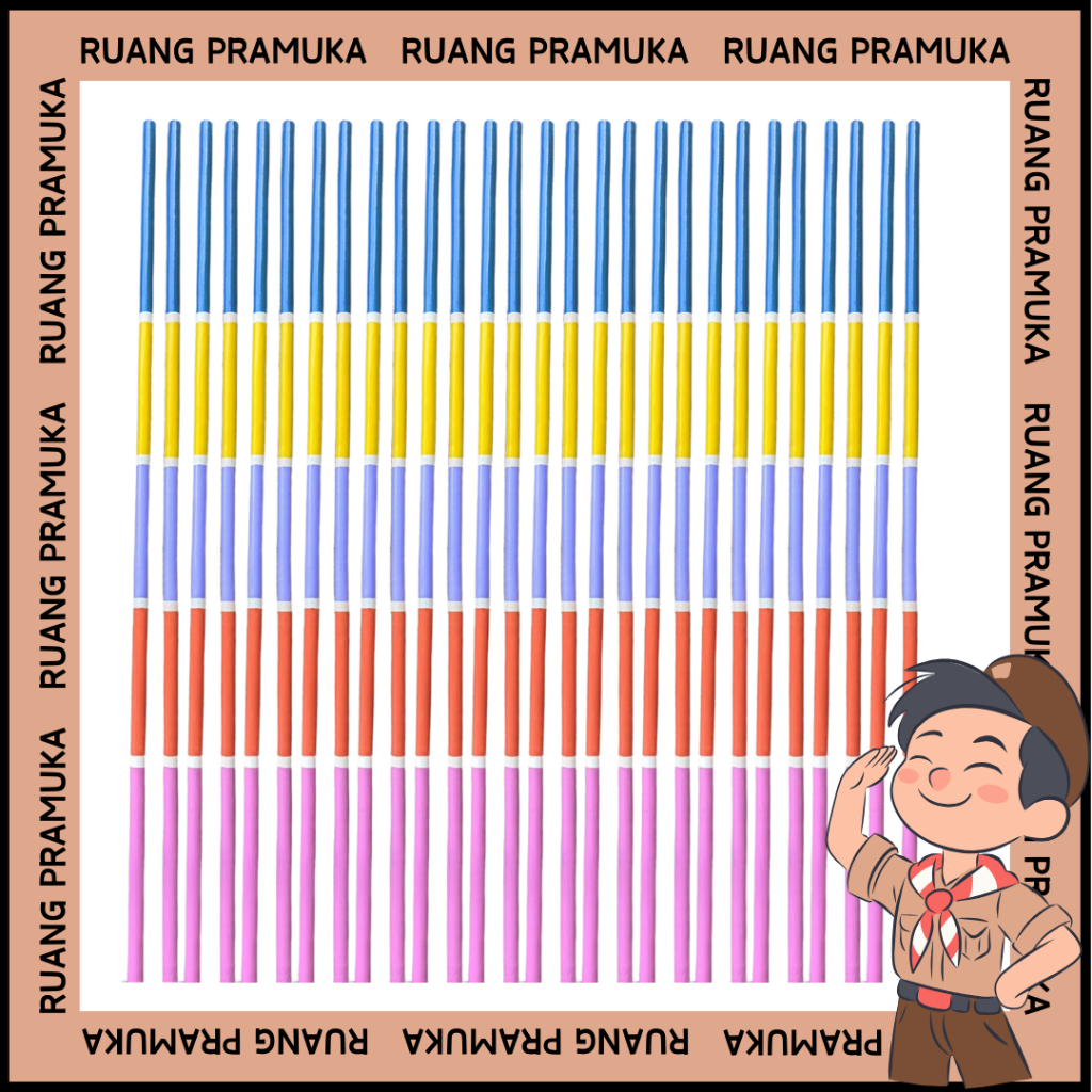 Tongkat Pramuka Biru Kuning Ungu Merah Pink List Putih Premium