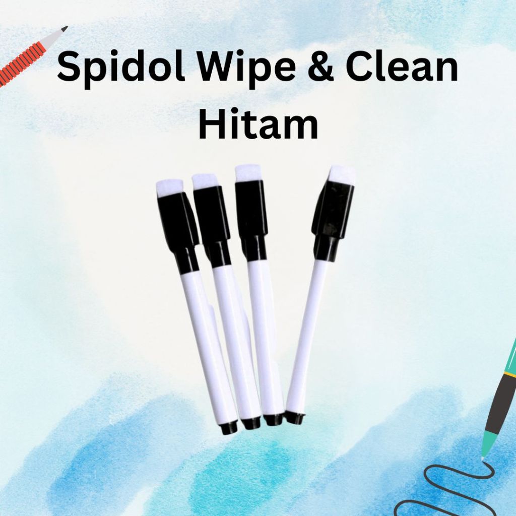 

Spidol Wipe & Clean Papan Tulis Dengan Penghapus Sepidol, Warna Hitam 1 pcs