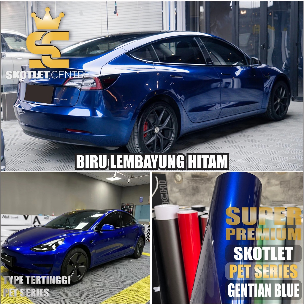 Skotlet Motor Premium Liquid Gentian Blue Stiker Pet Series Type Tertinggi Scotlet Biru Super Glossy