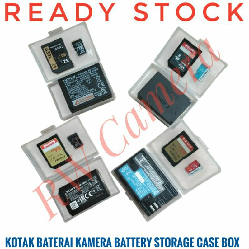 Kotak SD+Baterai Kamera Canon Nikon Sony Fujifilm Battery Case Memory SDHC Micro Kartu Memori Fuji X