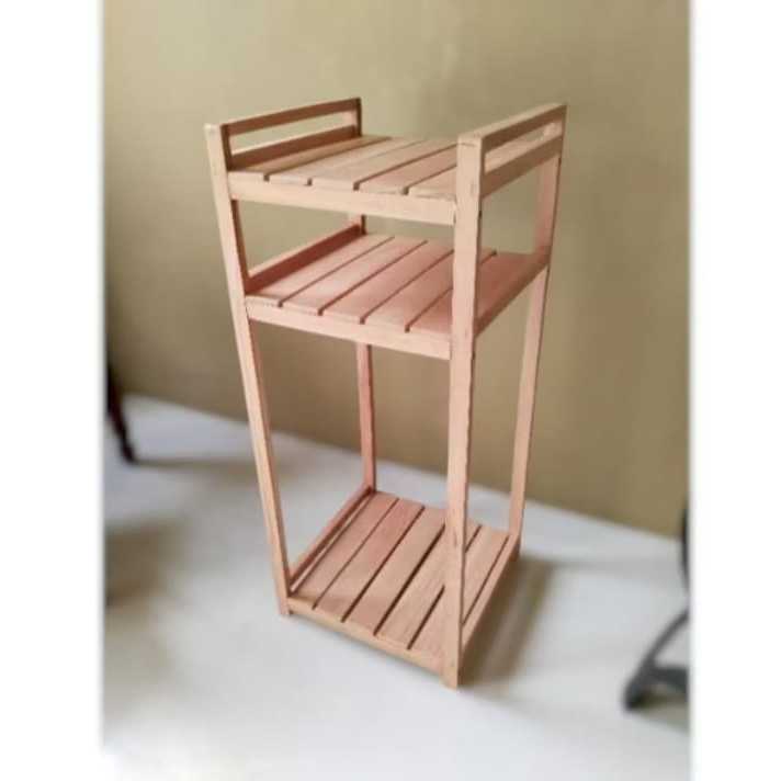 Rak Galon 3 Tingkat Meja Dispenser Galon Rak Rice Cooker Rak Kayu Susun Serbaguna