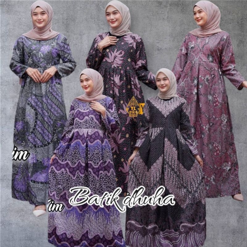 Gamis Batik Busui Modern Warna Ungu Mauve Lilac