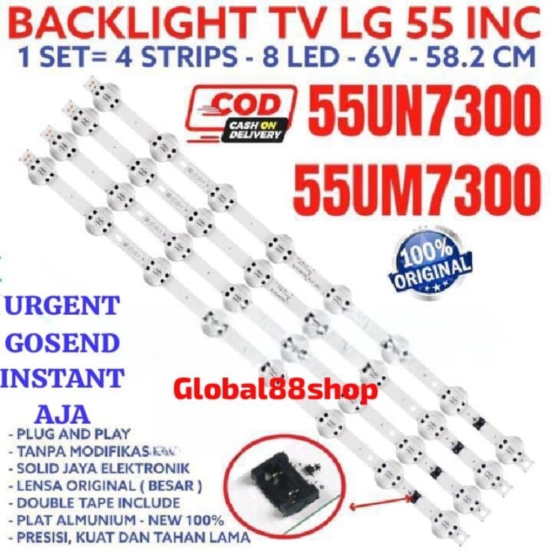 BACKLIGHT TV LG 55 INC 55UM7300 55UN7300 55UM 55UN LAMPU BL 8K 6V KODOK LENSA BESAR 8LED 8 KANCING 6